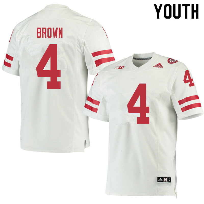 Youth #4 Alante Brown Nebraska Cornhuskers College Football Jerseys Sale-White